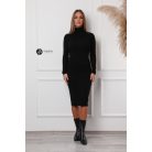 Garbós nyakú kötött ruha fekete