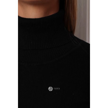 Garbós nyakú kötött ruha fekete