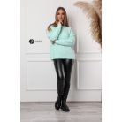 Magas nyakú fonott mintás kötött pulcsi menta