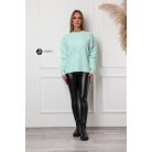 Magas nyakú fonott mintás kötött pulcsi menta