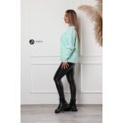 Magas nyakú fonott mintás kötött pulcsi menta