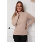Félgarbós nyakú kötött basic felső bézs