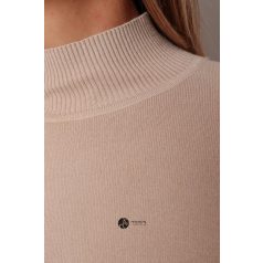 Félgarbós nyakú kötött basic felső bézs