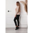 Félgarbós nyakú kötött basic felső bézs