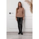 Félgarbós nyakú kötött basic felső camel