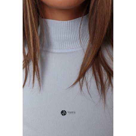 Félgarbós nyakú kötött basic felső világoskék