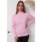 Félgarbós nyakú kötött basic felső rózsaszín