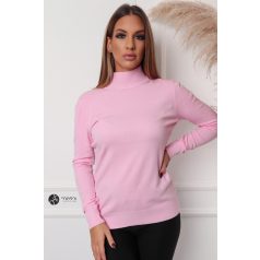 Félgarbós nyakú kötött basic felső rózsaszín
