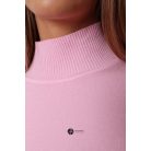 Félgarbós nyakú kötött basic felső rózsaszín