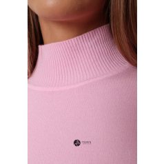 Félgarbós nyakú kötött basic felső rózsaszín