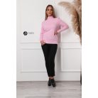 Félgarbós nyakú kötött basic felső rózsaszín