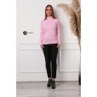Félgarbós nyakú kötött basic felső rózsaszín
