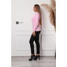 Félgarbós nyakú kötött basic felső rózsaszín