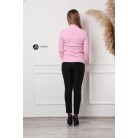 Félgarbós nyakú kötött basic felső rózsaszín