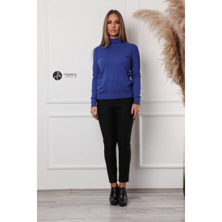 Félgarbós nyakú kötött basic felső királykék