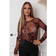 Virágos necc felső barna