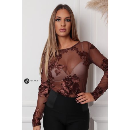 Virágos necc felső barna