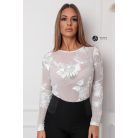 Virágos necc felső fehér