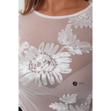 Virágos necc felső fehér