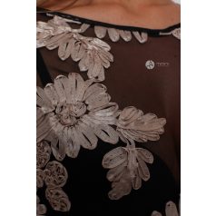 Virágos necc felső fekete/bézs