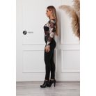 Virágos necc felső fekete/bézs