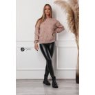 Hímzett szívecskés kötött pulcsi barna