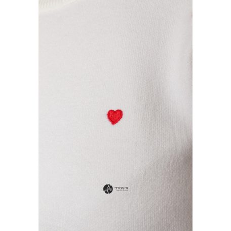 Hímzett szívecskés kötött pulcsi fehér