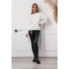 Hímzett szívecskés kötött pulcsi fehér