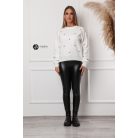 Hímzett szívecskés kötött pulcsi fehér