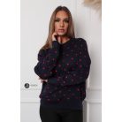 Pöttyös kötött pulcsi sötétkék