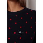 Pöttyös kötött pulcsi sötétkék