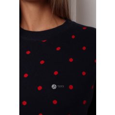 Pöttyös kötött pulcsi sötétkék