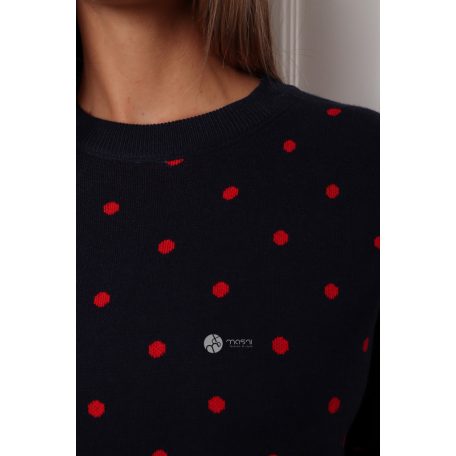 Pöttyös kötött pulcsi sötétkék