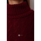 Garbós nyakú fonott mintás kötött tunika/ruha bordó