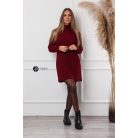 Garbós nyakú fonott mintás kötött tunika/ruha bordó