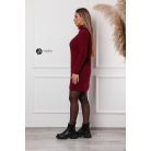 Garbós nyakú fonott mintás kötött tunika/ruha bordó