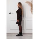Garbós nyakú fonott mintás kötött tunika/ruha sötétbarna