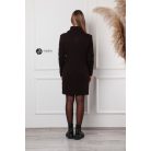 Garbós nyakú fonott mintás kötött tunika/ruha sötétbarna