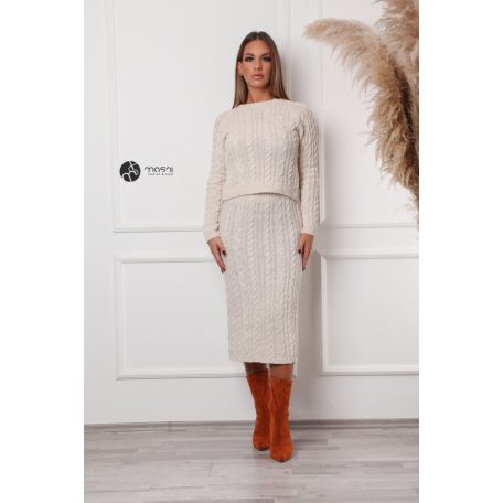 Kötött pulcsi + szoknya szett bézs