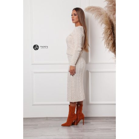 Kötött pulcsi + szoknya szett bézs