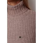 Garbós nyakú, bordás anyagú kötött ruha fangó