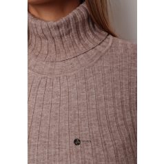 Garbós nyakú, bordás anyagú kötött ruha fangó