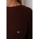 Kerek nyakú kötött pulcsiruha csokibarna