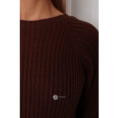 Kerek nyakú kötött pulcsiruha csokibarna