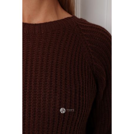 Kerek nyakú kötött pulcsiruha csokibarna