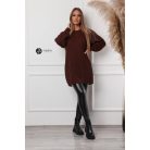 Kerek nyakú kötött pulcsiruha csokibarna