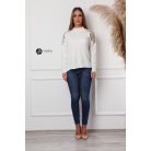 Gyöngyös vállú kötött pulcsi fehér