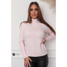 Félgarbós nyakú kötött basic felső púder