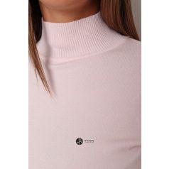 Félgarbós nyakú kötött basic felső púder