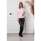 Félgarbós nyakú kötött basic felső púder